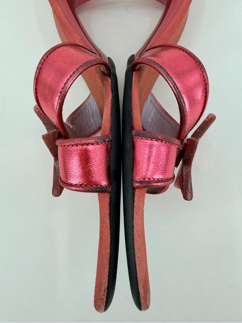 Vintage Y2K Marc Jacobs 2005 Pink Barbie Star Metallic Kitten Heel Sandals 9 - Picture 4 of 9